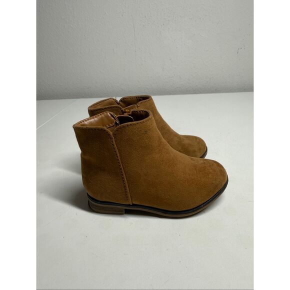 Cat & Jack Girl’s Booties Opal Brown Cognac Faux Suede Zipper Boots SIZE 6 - Picture 1 of 8